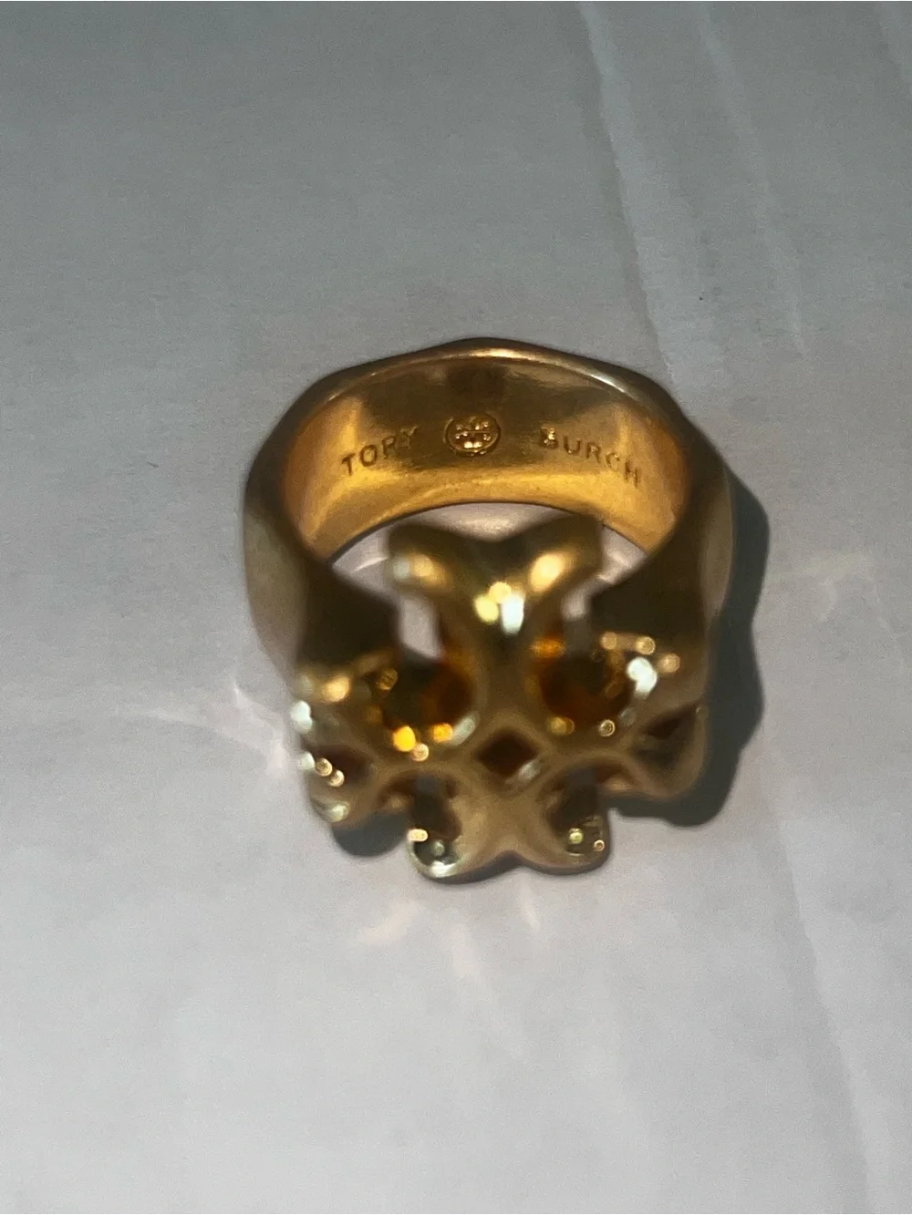 Tory Burch Gold Floral Logo Ring